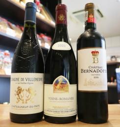 フランス銘醸飲み比べセット「ジョルジュ・ミュニュレ・ジブール&シャトー・ベルナドット&ドメーヌ・ド・ヴィルヌーヴ」　750ml×3本セット